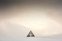 Warming Hut in Snowfall, Iceland