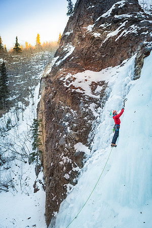 Brendan Lee, Ice Climbing in Fox Creek, Denali Borough